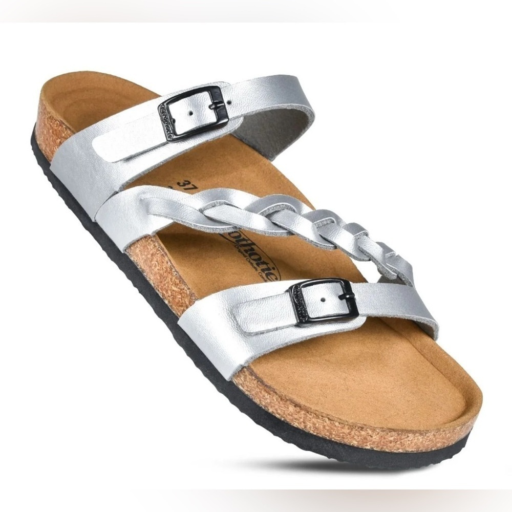 AEROTHOTIC VIKING SILVER STRAPPY SANDALS 40 EU / Sz 9-9.5 US